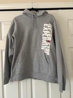 Men's The North Face Gray Pullover Hoodie with Vertical Graphic